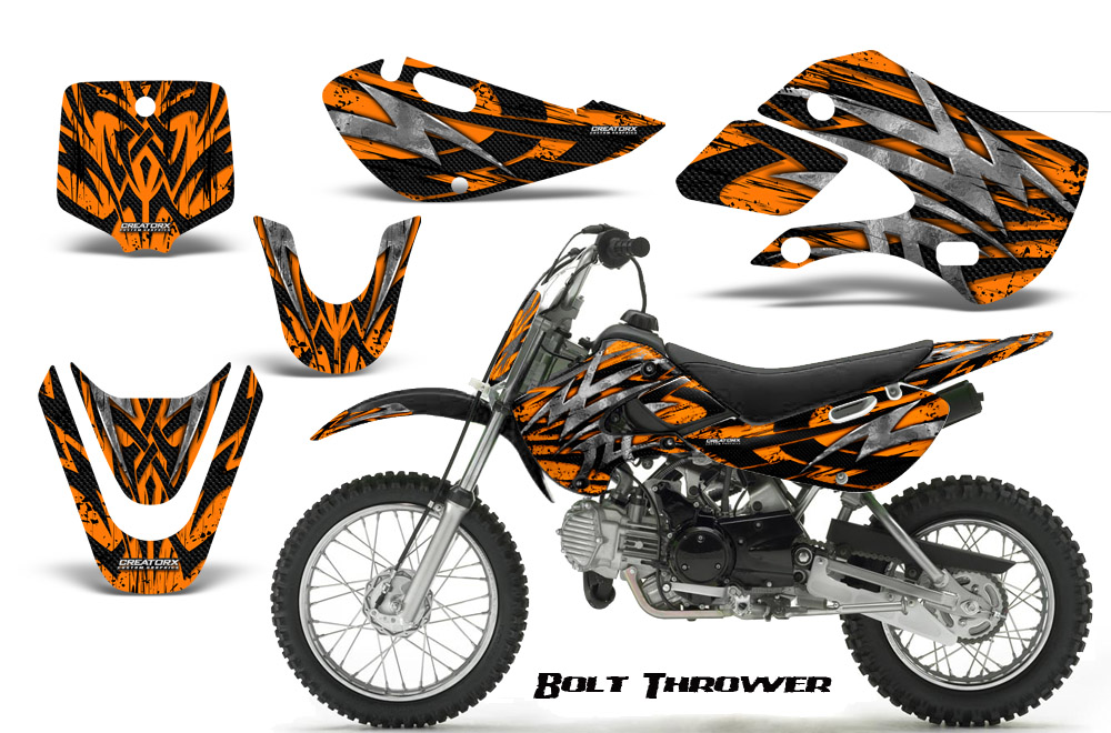 Kawasaki KLX110 KX65 Graphics Kit Bolt Thrower Orange